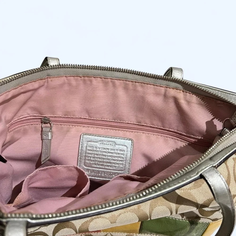 Coach Multicolor Patchwork Stripe Tote - Picture 8 of 14
